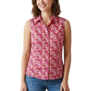 Gap Y2K Floral Sleeveless "Stretch" Button Down